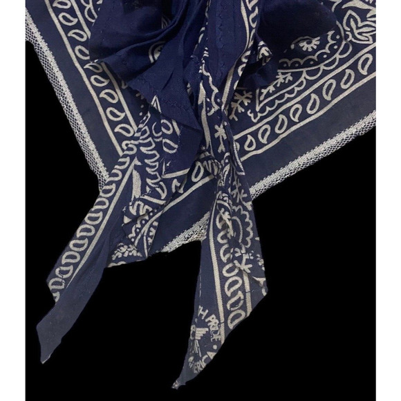 Vintage Little Girls Apron Blue Bandana Lace 3T - 5T Western Romantic Rockabilly - Picture 5 of 11